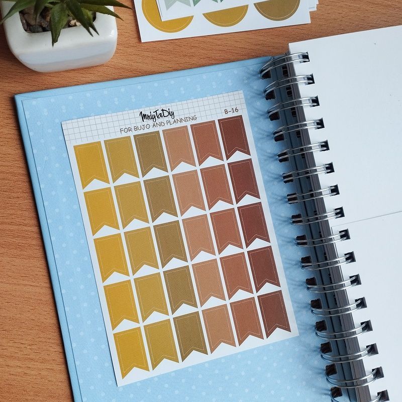 Стікери наклейки для bujo MriyTaDiy Set 16, "Жовті та коричневі прапорці" 10х15 см MTD-0344 фото