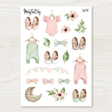 Стікери наклейки MriyTaDiy Set 76, "Дитячі речі" 10х15 см MTD-0211 фото