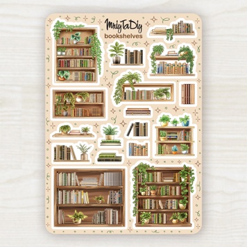 Стікери наклейки авторські MriyTaDiy BOOKSHELVES 10х15 см MTD-0594 фото