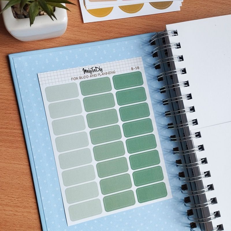 Стікери наклейки для bujo MriyTaDiy Set 18, "Зелені прямокутники" 10х15 см MTD-0346 фото