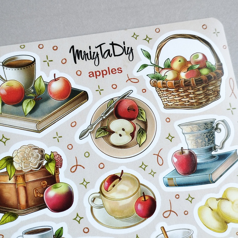 Стікери наклейки авторські MriyTaDiy APPLES 10х15 см MTD-0448 фото