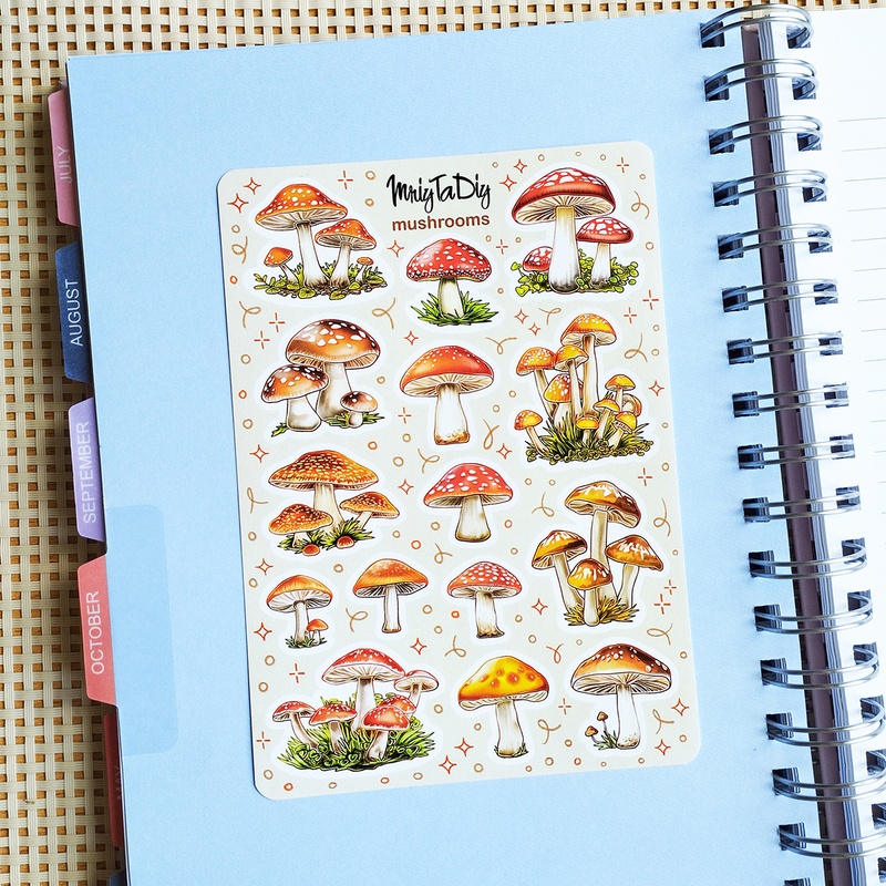 Стікери наклейки авторські MriyTaDiy MUSHROOMS 10х15 см MTD-0500 фото