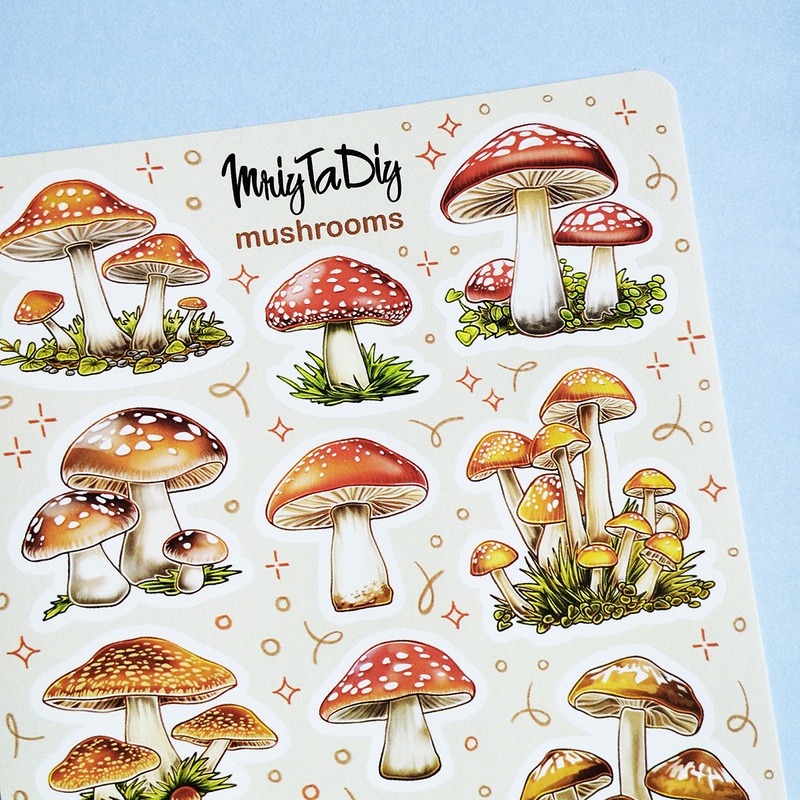 Стікери наклейки авторські MriyTaDiy MUSHROOMS 10х15 см MTD-0500 фото