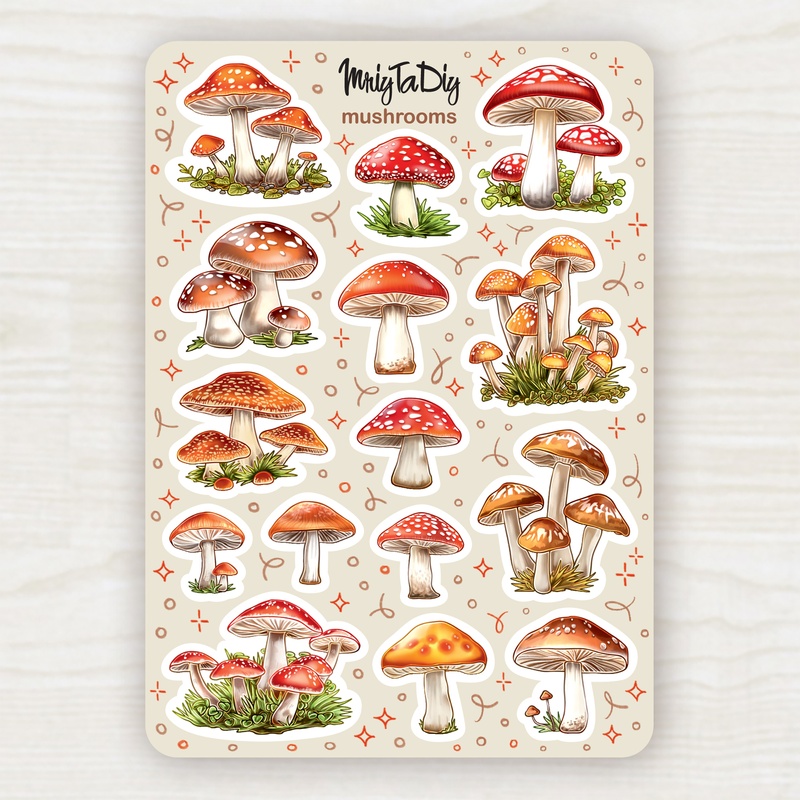 Стікери наклейки авторські MriyTaDiy MUSHROOMS 10х15 см MTD-0500 фото