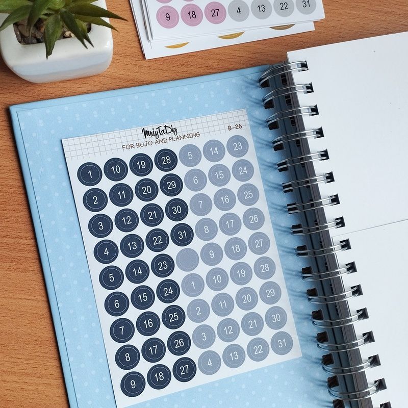 Стікери наклейки для bujo MriyTaDiy Set 26, "Сині та блакитні дати" 10х15 см MTD-0354 фото