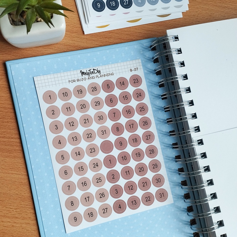 Стікери наклейки для bujo MriyTaDiy Set 27, "Бежеві та коричневі дати" 10х15 см MTD-0355 фото