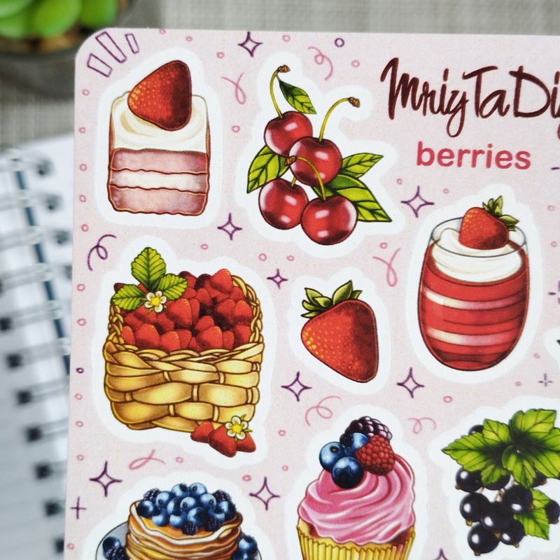 Стікери наклейки авторські MriyTaDiy  BERRIES 10х15 см  MTD-0276 фото