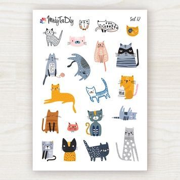 Стікери наклейки MriyTaDiy Set 12, "Смішні коти" 10х15 см MTD-0057 фото