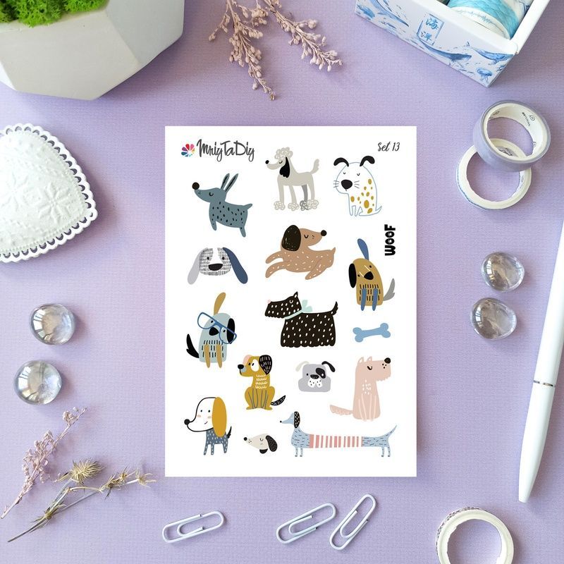 Стікери наклейки MriyTaDiy Set 13, "Собачки" 10х15 см MTD-0058 фото