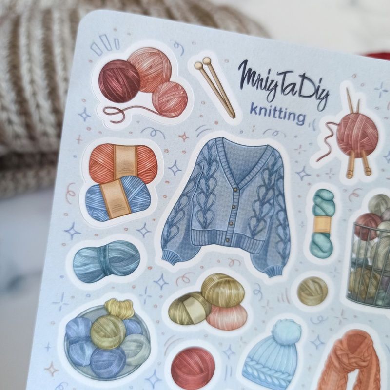 Стікери наклейки авторські MriyTaDiy KNITTING 10х15 см  MTD-0202 фото