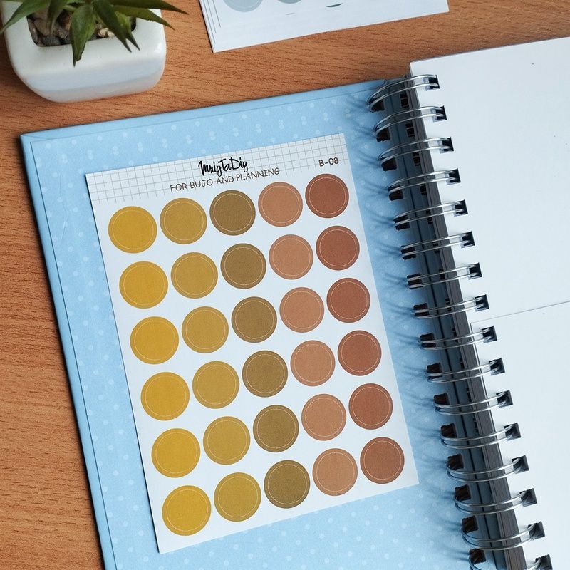 Стікери наклейки для bujo MriyTaDiy Set 08, "Жовті та коричневі кружечки" 10х15 см MTD-0336 фото