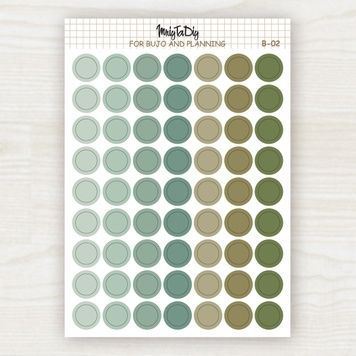 Стікери наклейки для bujo MriyTaDiy Set 02, "Зелені кружечки" 10х15 см MTD-0330 фото