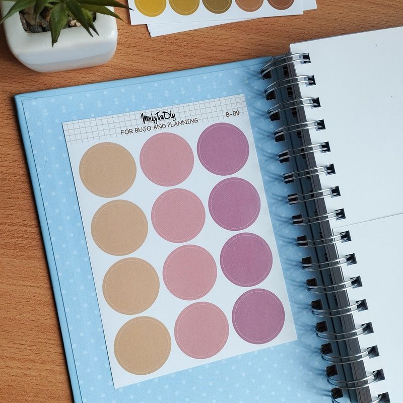 Стікери наклейки для bujo MriyTaDiy Set 09, "Бежеві та рожеві кружечки" 10х15 см MTD-0337 фото