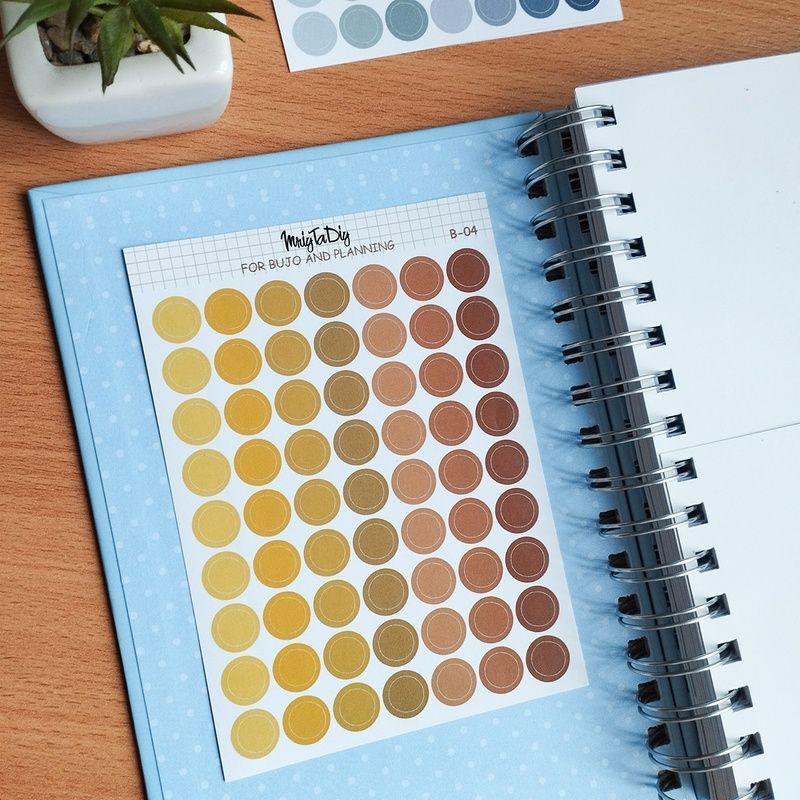 Стікери наклейки для bujo MriyTaDiy Set 04, "Жовті та коричневі кружечки" 10х15 см MTD-0332 фото