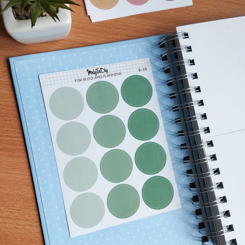Стікери наклейки для bujo MriyTaDiy Set 10, "Зелені кружечки" 10х15 см MTD-0338 фото