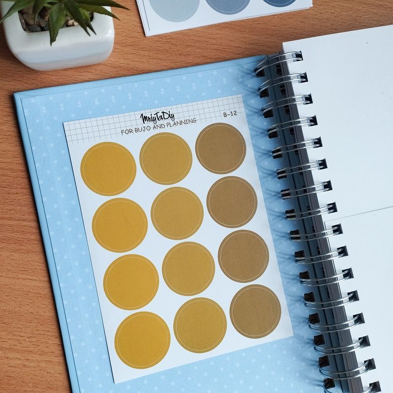 Стікери наклейки для bujo MriyTaDiy Set 12, "Жовті та коричневі кружечки" 10х15 см MTD-0340 фото